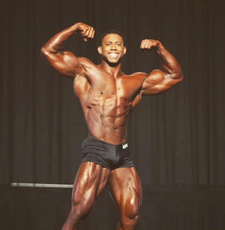 Derrik Simmons on stage, IFBB Pro Classic Physique
